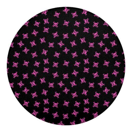 Pink Emo Skull Pattern Print Round Blanket