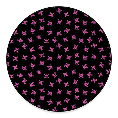 Pink Emo Skull Pattern Print Round Floor Mat