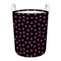 Pink Emo Skull Pattern Print Round Laundry Basket