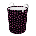 Pink Emo Skull Pattern Print Round Laundry Basket