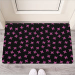 Pink Emo Skull Pattern Print Rubber Doormat