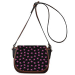 Pink Emo Skull Pattern Print Saddle Bag