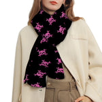 Pink Emo Skull Pattern Print Scarf