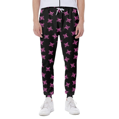 Pink Emo Skull Pattern Print Scuba Joggers