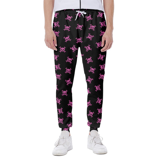 Pink Emo Skull Pattern Print Scuba Joggers