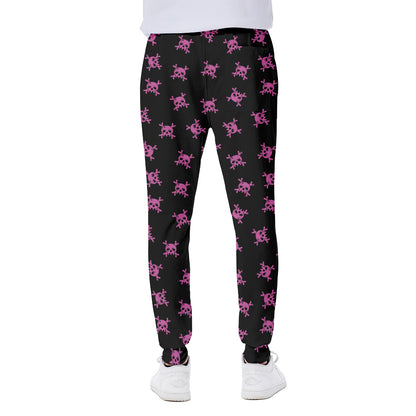 Pink Emo Skull Pattern Print Scuba Joggers