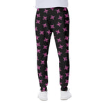 Pink Emo Skull Pattern Print Scuba Joggers