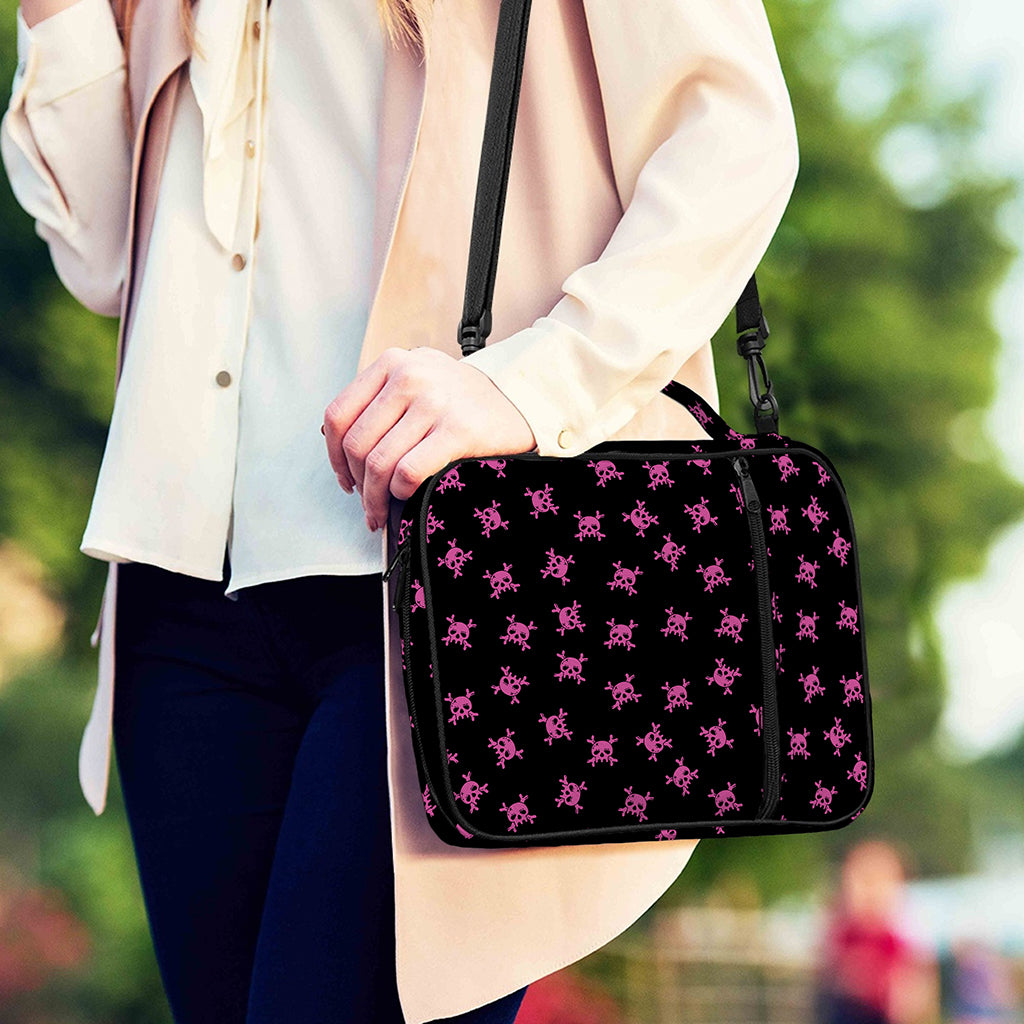 Pink Emo Skull Pattern Print Shoulder Strap Bible Bag
