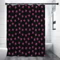Pink Emo Skull Pattern Print Shower Curtain