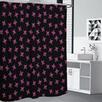 Pink Emo Skull Pattern Print Shower Curtain