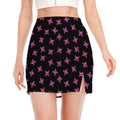 Pink Emo Skull Pattern Print Side Slit Mini Skirt