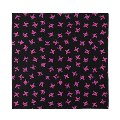 Pink Emo Skull Pattern Print Silk Bandana