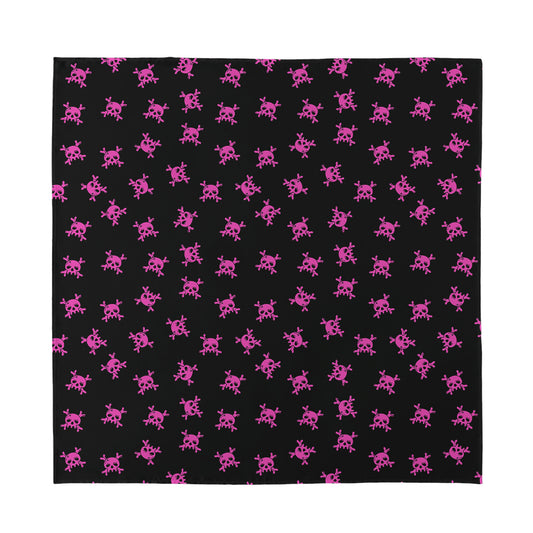 Pink Emo Skull Pattern Print Silk Bandana