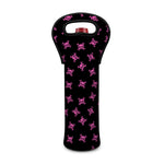 Pink Emo Skull Pattern Print Single Neoprene Wine Tote
