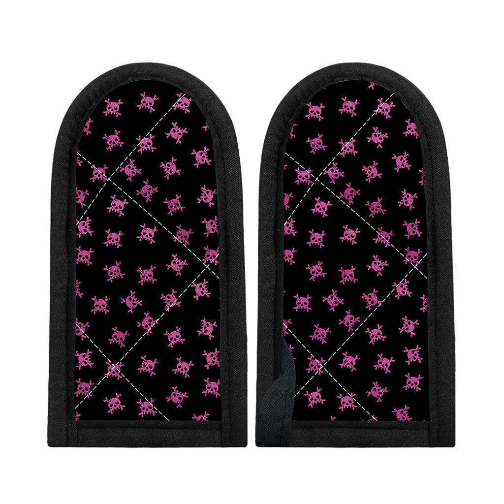 Pink Emo Skull Pattern Print Skillet Handle Cover