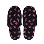 Pink Emo Skull Pattern Print Slippers