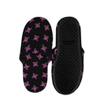 Pink Emo Skull Pattern Print Slippers
