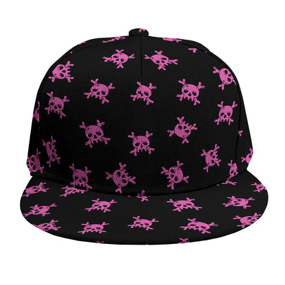 Pink Emo Skull Pattern Print Snapback Cap