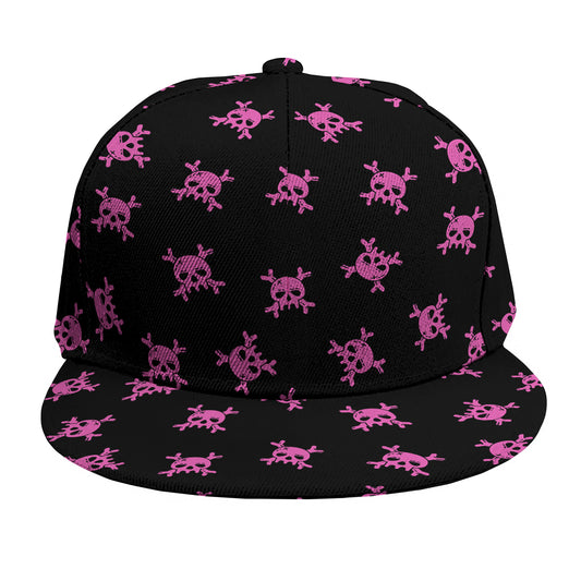 Pink Emo Skull Pattern Print Snapback Cap