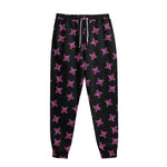 Pink Emo Skull Pattern Print Sweatpants