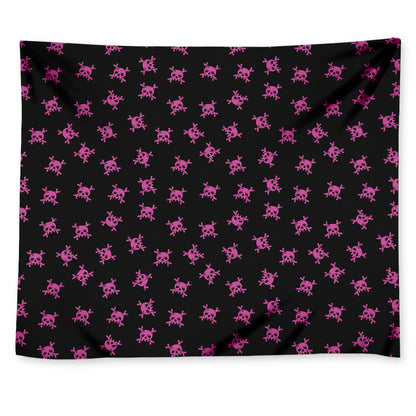 Pink Emo Skull Pattern Print Tapestry