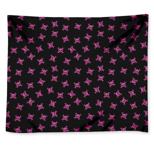 Pink Emo Skull Pattern Print Tapestry