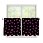 Pink Emo Skull Pattern Print Tier Curtains