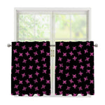 Pink Emo Skull Pattern Print Tier Curtains