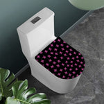 Pink Emo Skull Pattern Print Toilet Lid Cover
