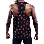 Pink Emo Skull Pattern Print Training Tank Top
