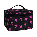 Pink Emo Skull Pattern Print Travel Makeup Bag