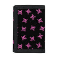 Pink Emo Skull Pattern Print Trifold Wallet