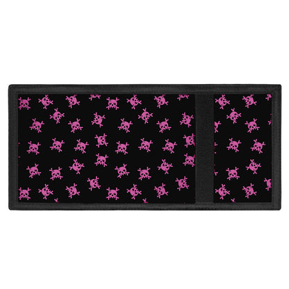 Pink Emo Skull Pattern Print Trifold Wallet