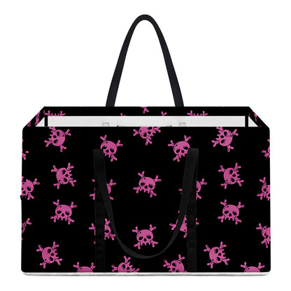 Pink Emo Skull Pattern Print Utility Tote Bag