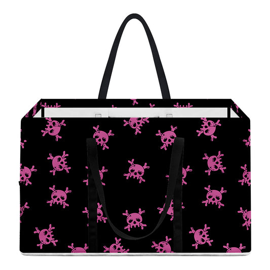 Pink Emo Skull Pattern Print Utility Tote Bag