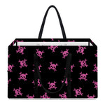 Pink Emo Skull Pattern Print Utility Tote Bag