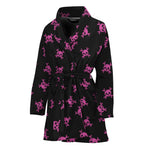 Pink Emo Skull Pattern Print Women's Bathrobe