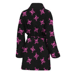 Pink Emo Skull Pattern Print Women's Bathrobe