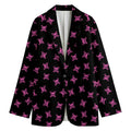 Pink Emo Skull Pattern Print Women's Blazer