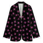 Pink Emo Skull Pattern Print Women's Cotton Blazer