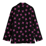 Pink Emo Skull Pattern Print Women's Cotton Blazer