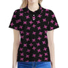 Pink Emo Skull Pattern Print Women's Polo Shirt