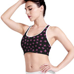 Pink Emo Skull Pattern Print Women's Sports Bra