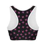 Pink Emo Skull Pattern Print Women's Sports Bra