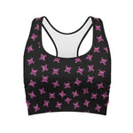 Pink Emo Skull Pattern Print Women's Sports Bra