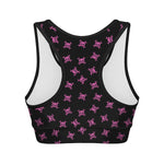 Pink Emo Skull Pattern Print Women's Sports Bra