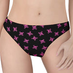 Pink Emo Skull Pattern Print Women's Thong