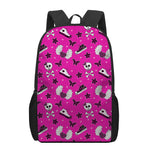 Pink Emo Symbols Pattern Print 17 Inch Backpack