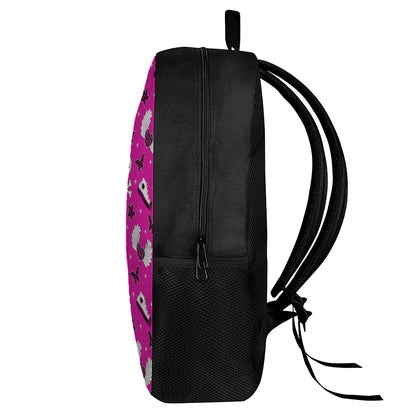 Pink Emo Symbols Pattern Print 17 Inch Backpack