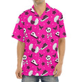 Pink Emo Symbols Pattern Print Aloha Shirt